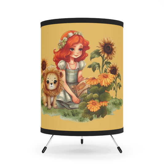 Leo Vintage Illustration Printed Shade Tripod Lamp, US\CA plug