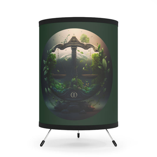 Libra Green Scales Tripod Lamp with Printed Shade, US\CA plug